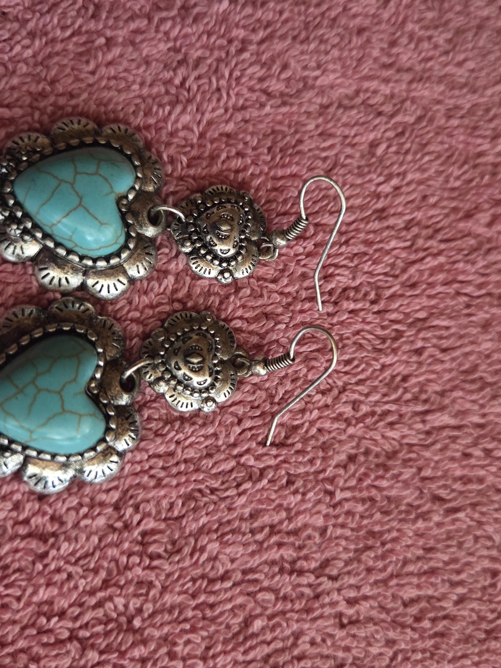 Turquoise Heart Drop Earrings - Women Jewelry